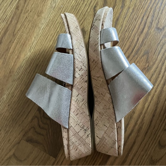 Kork-Ease Menzie Wedge Triple Strap Slide Sandal In Metallic Silver Leather (10) - Picture 6 of 7